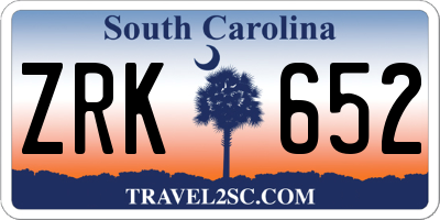 SC license plate ZRK652