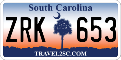 SC license plate ZRK653