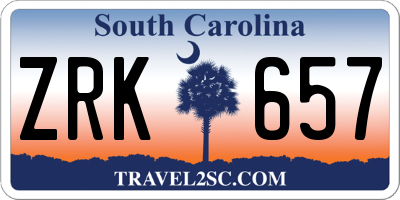 SC license plate ZRK657