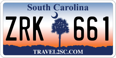SC license plate ZRK661