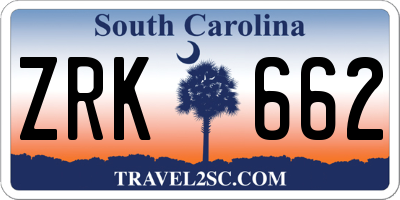 SC license plate ZRK662
