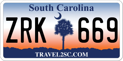 SC license plate ZRK669