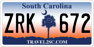 SC license plate ZRK672