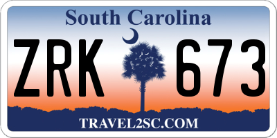 SC license plate ZRK673