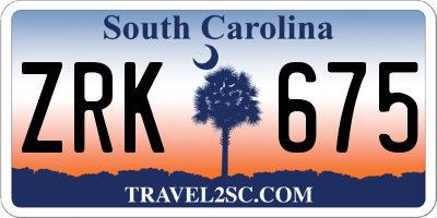 SC license plate ZRK675