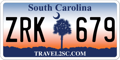 SC license plate ZRK679