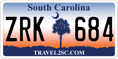 SC license plate ZRK684
