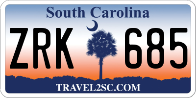 SC license plate ZRK685
