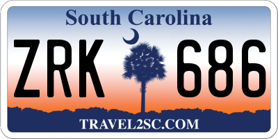 SC license plate ZRK686