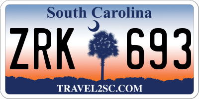 SC license plate ZRK693