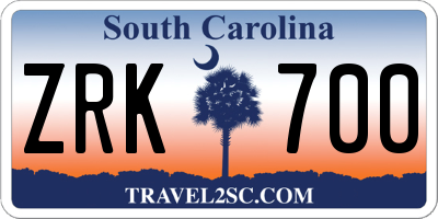 SC license plate ZRK700
