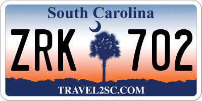 SC license plate ZRK702
