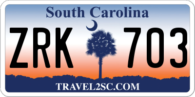 SC license plate ZRK703