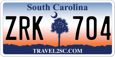 SC license plate ZRK704