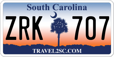SC license plate ZRK707