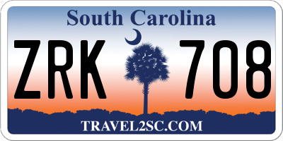 SC license plate ZRK708