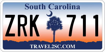 SC license plate ZRK711