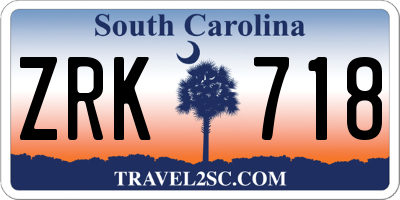 SC license plate ZRK718