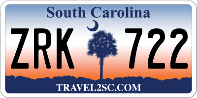 SC license plate ZRK722