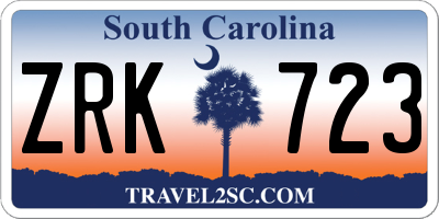 SC license plate ZRK723