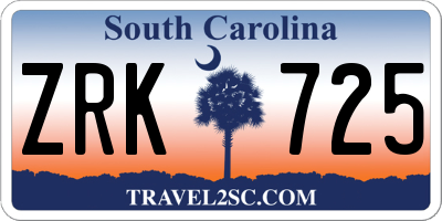 SC license plate ZRK725