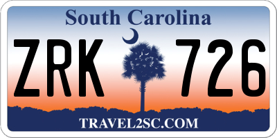 SC license plate ZRK726