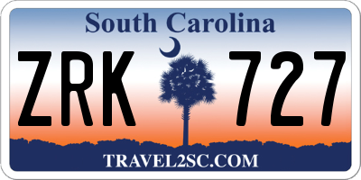 SC license plate ZRK727