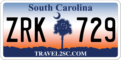 SC license plate ZRK729