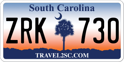 SC license plate ZRK730