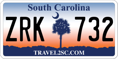 SC license plate ZRK732