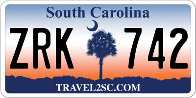 SC license plate ZRK742