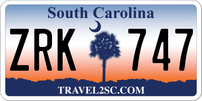 SC license plate ZRK747
