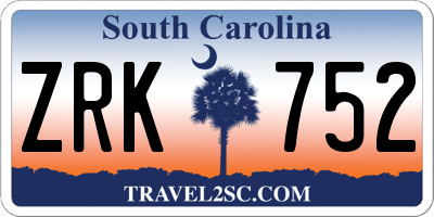 SC license plate ZRK752