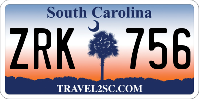 SC license plate ZRK756