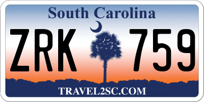 SC license plate ZRK759