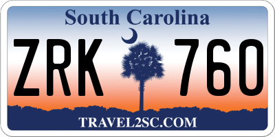 SC license plate ZRK760
