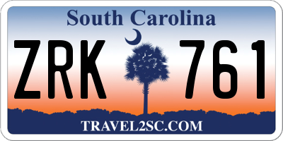 SC license plate ZRK761