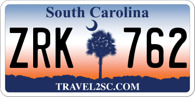 SC license plate ZRK762