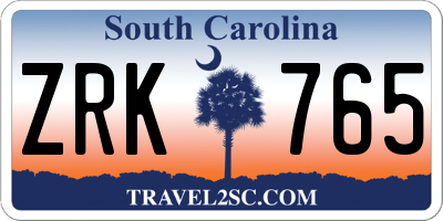 SC license plate ZRK765