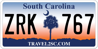 SC license plate ZRK767