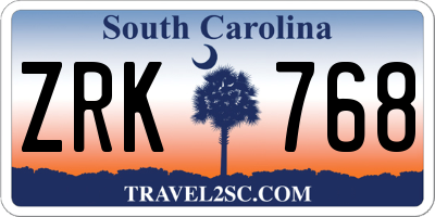 SC license plate ZRK768