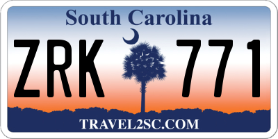 SC license plate ZRK771