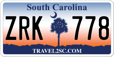 SC license plate ZRK778