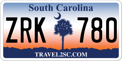 SC license plate ZRK780