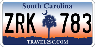 SC license plate ZRK783