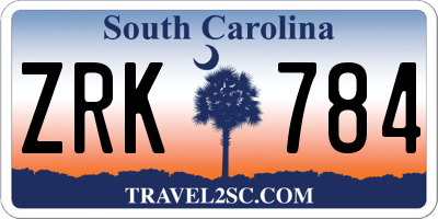 SC license plate ZRK784