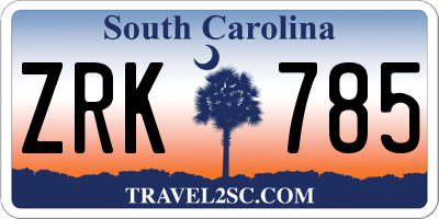 SC license plate ZRK785