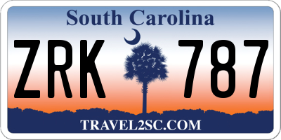 SC license plate ZRK787
