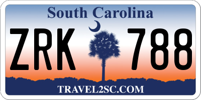 SC license plate ZRK788