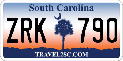 SC license plate ZRK790